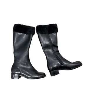 Vintage Cariboots Black Leather Waterproof Winter Boots Fur Trim Size 8 Canada